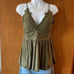 Collection B Olive Lace Camisole Top